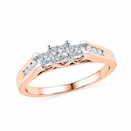 0.50 CT. T.W. Princess-Cut Diamond Three Stone Engagement Ring in 10K Rose Gold