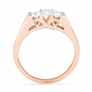 0.50 CT. T.W. Princess-Cut Diamond Three Stone Engagement Ring in 10K Rose Gold