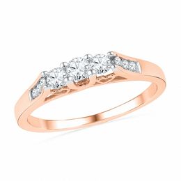 0.50 CT. T.W. Diamond Three Stone Engagement Ring in 10K Rose Gold