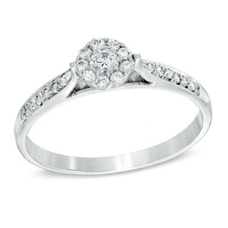 0.20 CT. T.W. Diamond Frame Promise Ring in 10K White Gold