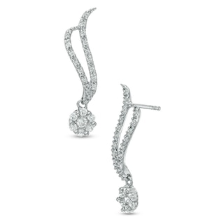 Unstoppable Love Diamond Twist Double Hoop Earrings 1/5 ct tw Sterling Silver