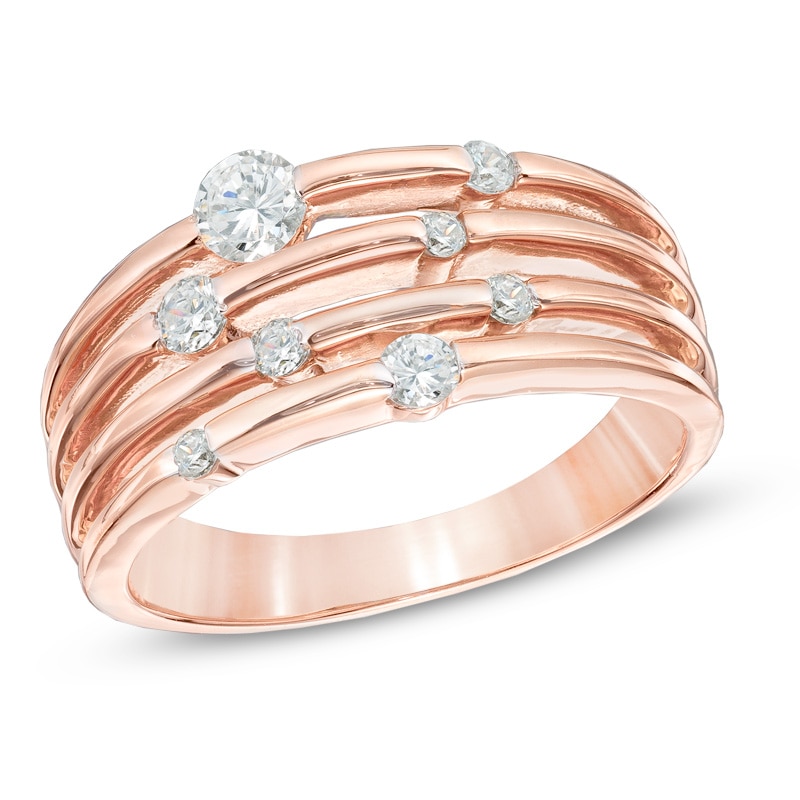0.50 CT. T.W. Diamond Layered Orbit Ring in 10K Rose Gold|Peoples Jewellers