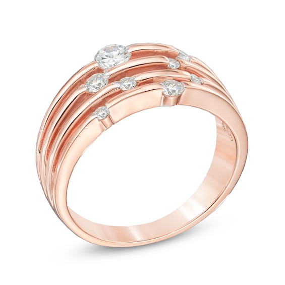 0.50 CT. T.W. Diamond Layered Orbit Ring in 10K Rose Gold