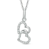 0.10 CT. T.W. Diamond Interlocked Hearts Pendant in Sterling Silver