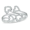 0.16 CT. T.W. Diamond Hearts Ring in Sterling Silver