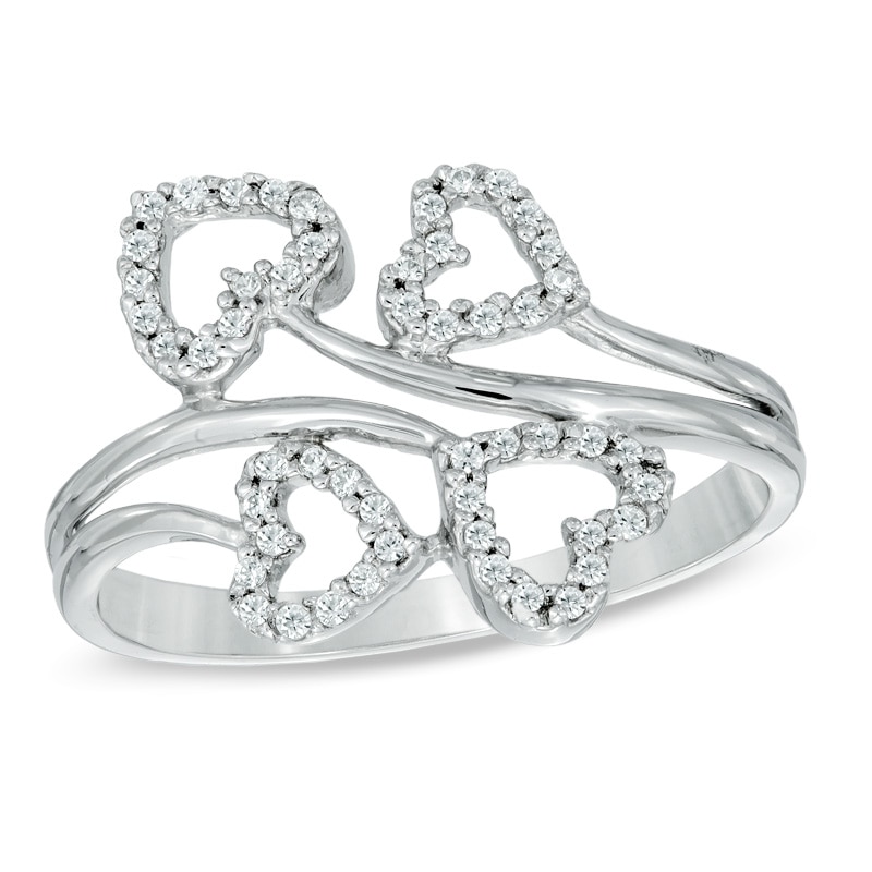 0.16 CT. T.W. Diamond Hearts Ring in Sterling Silver|Peoples Jewellers