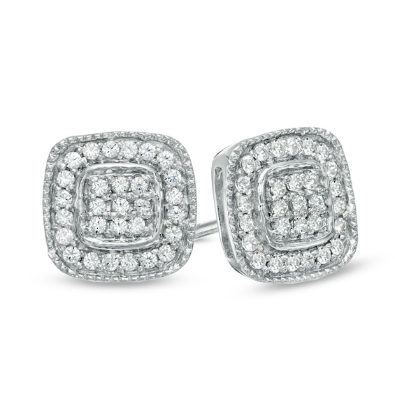 0.20 CT. T.W. Diamond Cluster Cushion-Style Frame Stud Earrings in ...