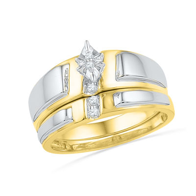 0.06 CT. T.W. Marquise Diamond Slant Bridal Set in 10K Two-Tone Gold