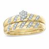 0.16 CT. T.W. Diamond Flower Cluster Bridal Set in 10K Gold