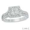 Thumbnail Image 0 of Vera Wang Love Collection 0.95 CT. T.W. Princess-Cut Quad Diamond Frame Engagement Ring in 14K White Gold