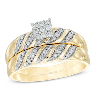 0.12 CT. T.W. Diamond Bridal Set in 10K Gold