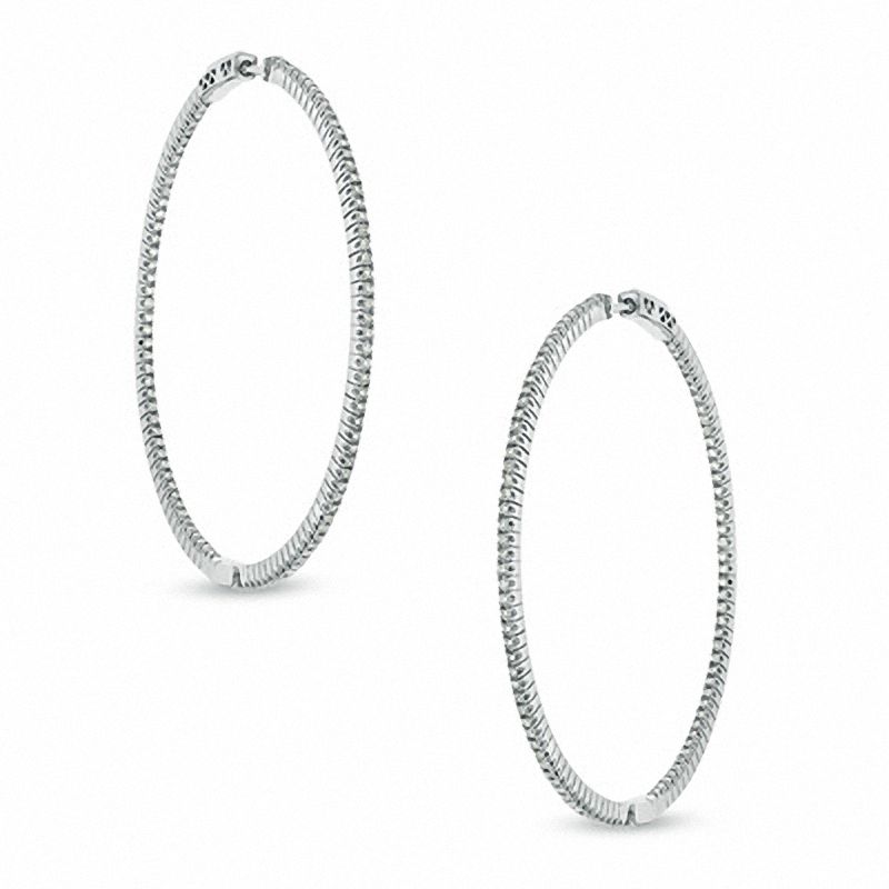 1.00 CT. T.W. Diamond Inside-Out Hoop Earrings in Sterling Silver|Peoples Jewellers