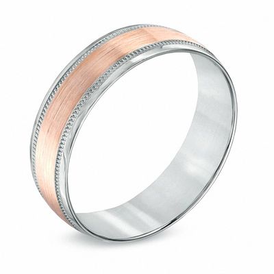 Men's 6.0mm Comfort Fit Wedding Band in 10K Two-Tone Gold - Size 10