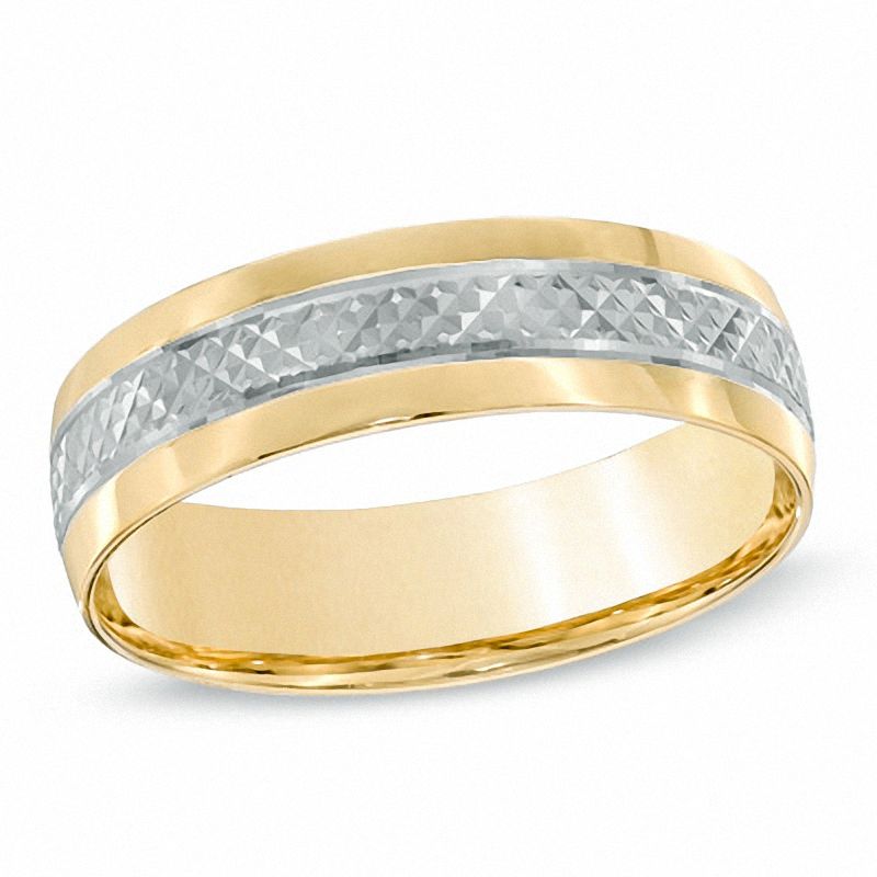 Men's 6.0mm Criss-Cross Comfort Fit Wedding Band in 10K Two-Tone Gold|Peoples Jewellers