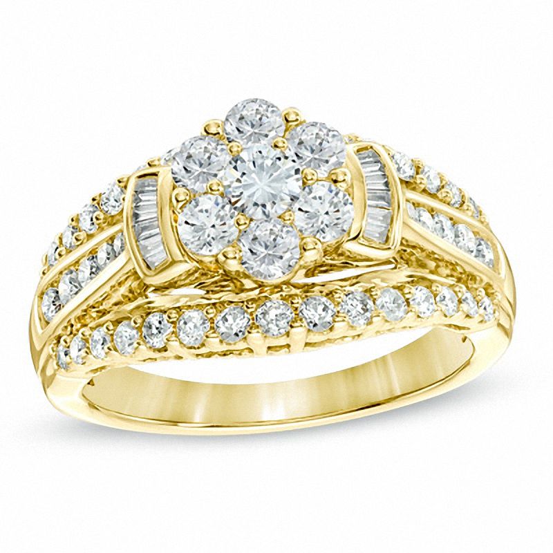 1.25 CT. T.W. Diamond Cluster Engagement Ring in 10K Gold|Peoples Jewellers