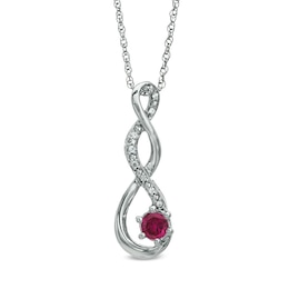 4.5mm Lab-Created Ruby and Diamond Accent Twist Pendant in Sterling Silver