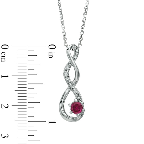 4.5mm Lab-Created Ruby and Diamond Accent Twist Pendant in Sterling Silver