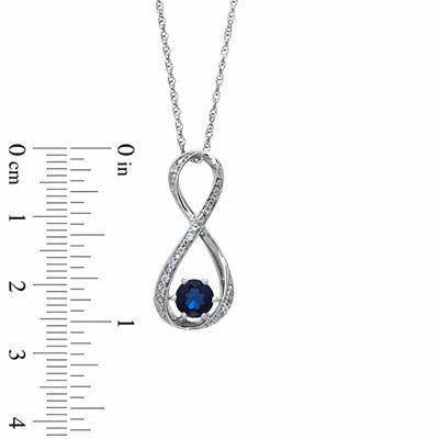 5.5mm Blue Lab-Created Sapphire and Diamond Accent Infinity Pendant in Sterling Silver