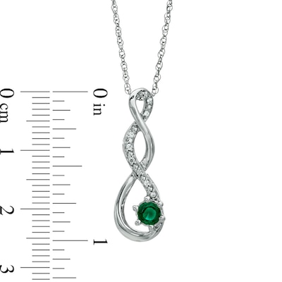 4.5mm Lab-Created Emerald and Diamond Accent Twist Pendant in Sterling Silver