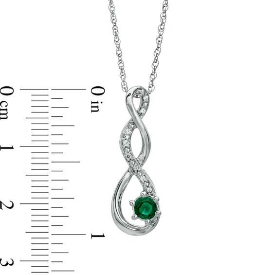 4.5mm Lab-Created Emerald and Diamond Accent Twist Pendant in Sterling Silver