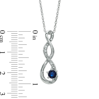 4.5mm Blue Lab-Created Sapphire and Diamond Accent Twist Pendant in Sterling Silver