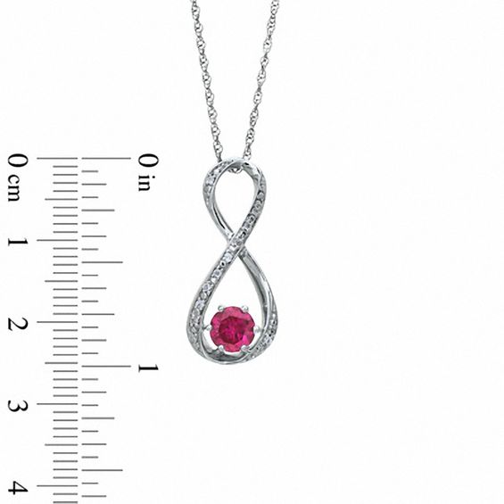 5.5mm Lab-Created Ruby and Diamond Accent Infinity Pendant in Sterling Silver