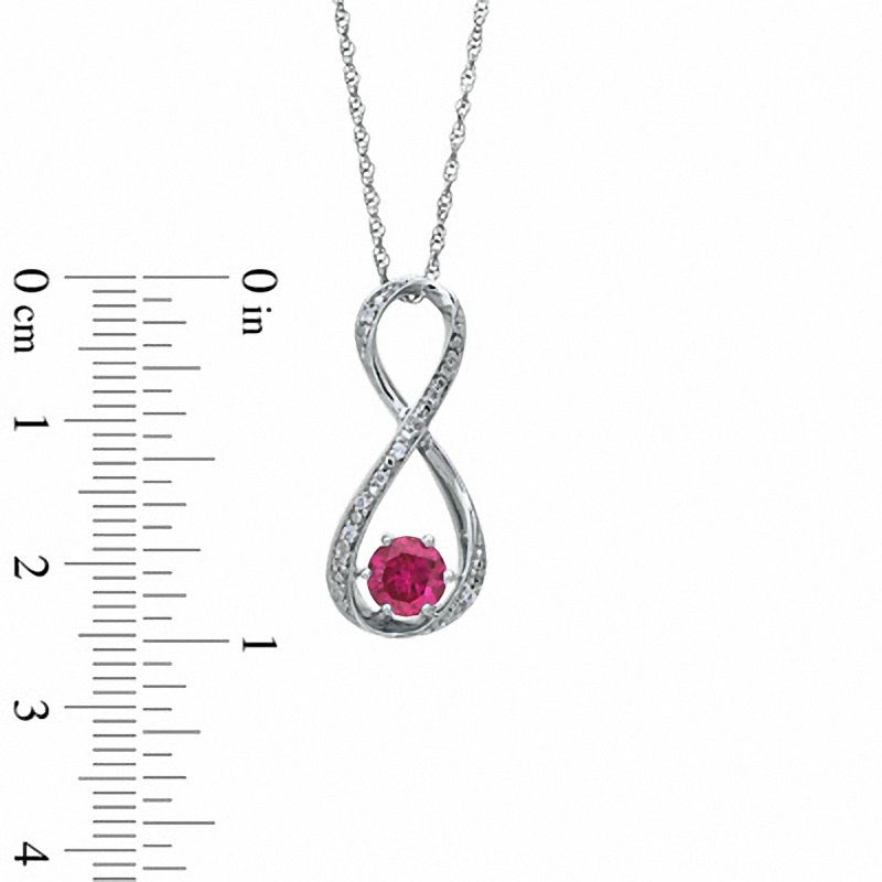 5.5mm Lab-Created Ruby and Diamond Accent Infinity Pendant in Sterling Silver|Peoples Jewellers