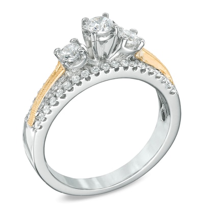 0.50 CT. T.W. Diamond Edge Past Present Future® Engagement Ring in 10K Two-Tone Gold