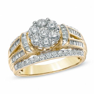 1.25 CT. T.W. Diamond Cluster Engagement Ring in 10K Gold