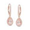 Thumbnail Image 0 of Pear-Shaped Morganite and 0.17 CT. T.W. Diamond Frame Drop Earrings in 10K Rose Gold