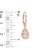 Thumbnail Image 1 of Pear-Shaped Morganite and 0.17 CT. T.W. Diamond Frame Drop Earrings in 10K Rose Gold