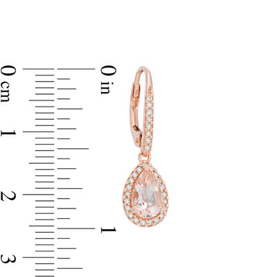 Pear-Shaped Morganite and 0.17 CT. T.W. Diamond Frame Drop Earrings in 10K Rose Gold