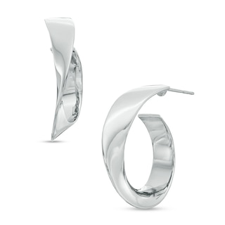 Abstract Twist Hoop Earrings in Sterling Silver