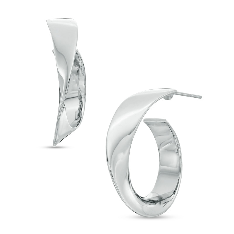 Abstract Twist Hoop Earrings in Sterling Silver