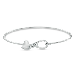 Sterling Silver Bangle with Heart Charm Dangle