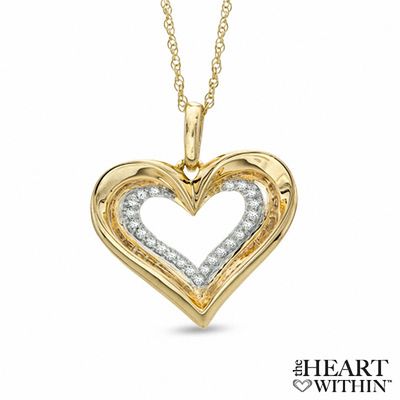 0.10 CT. T.W. Diamond Heart Pendant in 10K Gold