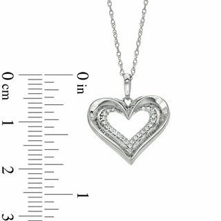 0.10 CT. T.W. Diamond Heart Pendant in 10K White Gold