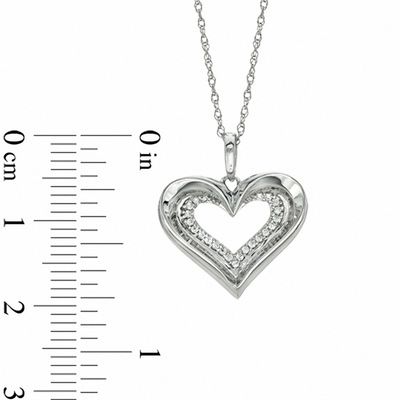 0.10 CT. T.W. Diamond Heart Pendant in 10K White Gold