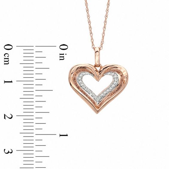 0.10 CT. T.W. Diamond Heart Pendant in 10K Rose Gold