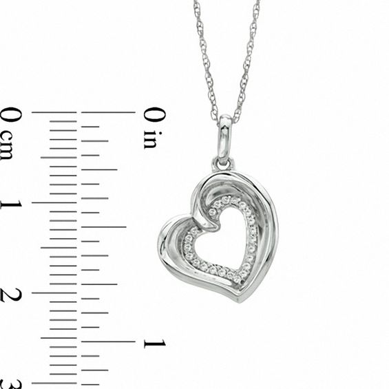 0.10 CT. T.W. Diamond Tilted Heart Pendant in 10K White Gold