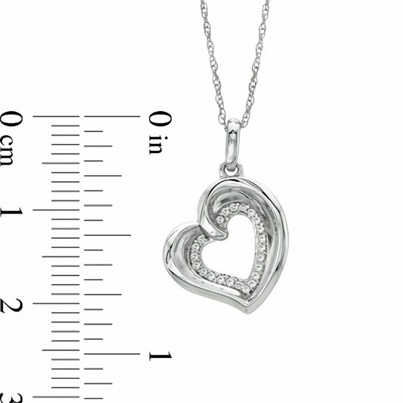 The Heart Within™ 0.10 CT. T.W. Diamond Tilted Heart Pendant in 10K White Gold|Peoples Jewellers