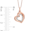 0.10 CT. T.W. Diamond Tilted Heart Pendant in 10K Rose Gold