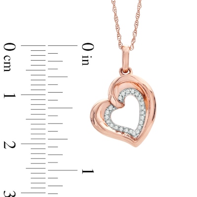 0.10 CT. T.W. Diamond Tilted Heart Pendant in 10K Rose Gold