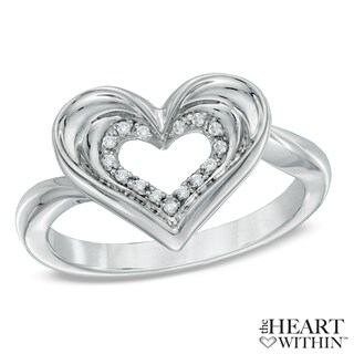 Diamond Accent Heart Ring in Sterling Silver