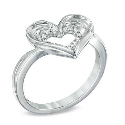 Diamond Accent Heart Ring in Sterling Silver