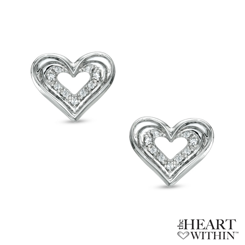 The Heart Within™ Diamond Accent Heart Stud Earrings in Sterling Silver|Peoples Jewellers