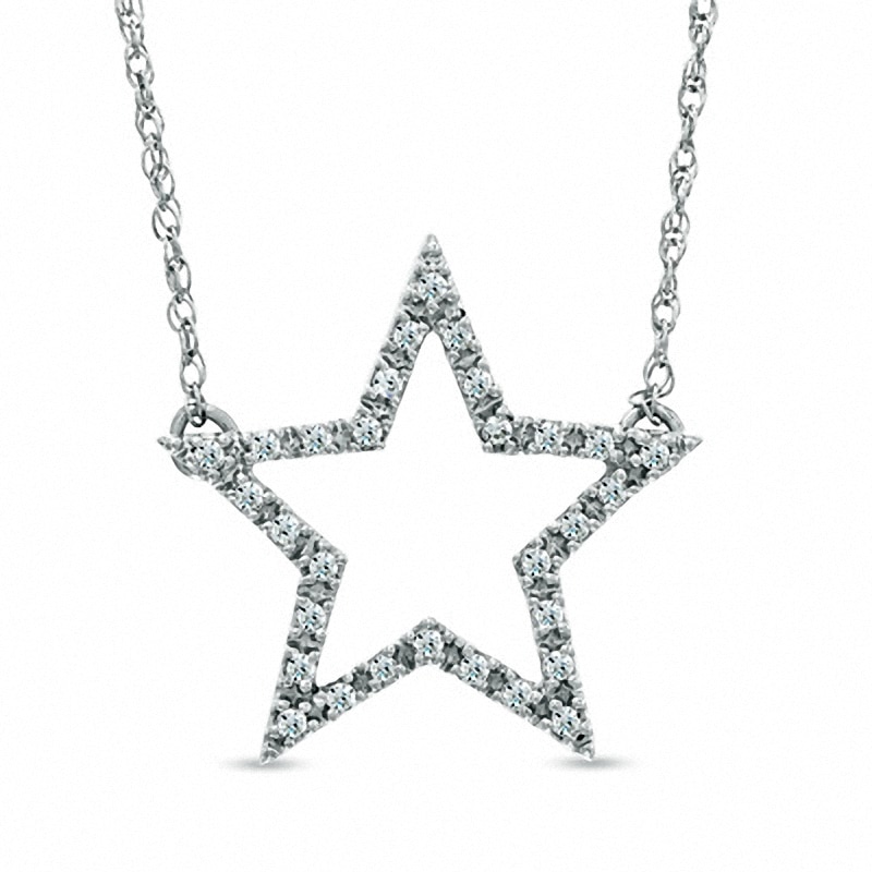 0.12 CT. T.W. Diamond Star Necklace in Sterling Silver