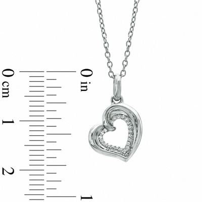 Diamond Accent Tilted Heart Pendant in Sterling Silver