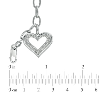 Diamond Accent Heart Charm Bracelet in Sterling Silver - 7.5"