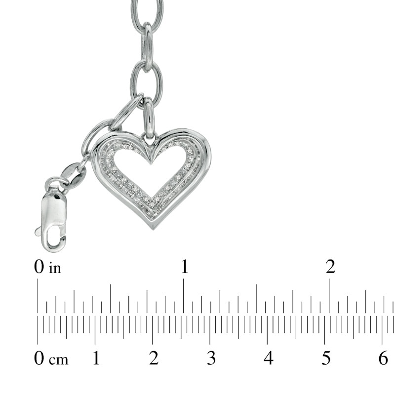 The Heart Within™ Diamond Accent Heart Charm Bracelet in Sterling Silver - 7.5"|Peoples Jewellers